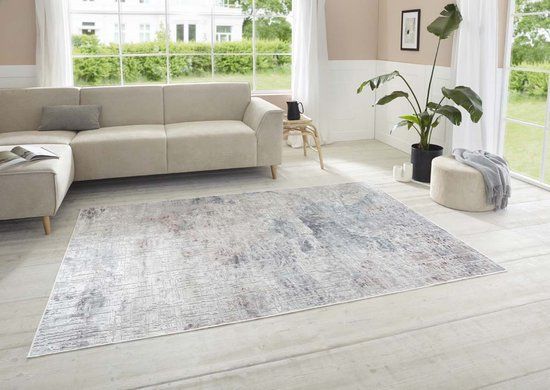 Elle Decoration Chameis Vintage Vloerkleed - Grijs/Blauw - 95x140 cm
