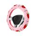 Gehaakte stuurhoes set, schattige auto stuurhoes Boho 14-15 inch, roze aardbei oma vierkant patroon, vrouwen auto-accessoires (een wielhoes)