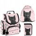 Paso Ensemble de 3 articles pour l'école (filles et garçons) « CHAT » – Cartable, trousse et sac rose