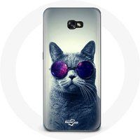 Maniacase Hoesje voor Samsung Galaxy A8 2016 Cat Paarse Bril Stijl