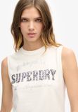Superdry Embellish Archive Fitted Mouwloos T-shirt Wit XL Vrouw