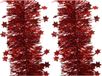 Decoris guirlandes de Noël - 4x - étoiles - rouge - 270 x 10 cm - aluminium/tinsel - décoration de Noël lametta