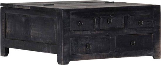 vidaXL Salontafel 65x65x30 cm massief mangohout zwart