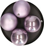 Decoris Grote Kerstballen - 12 stuks - Lila/Paars - 10 cm - Kunststof