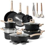 JUST PERFECTO Set de casseroles 21 pièces Induction - Noir - Sans PFAS - Poignées froides