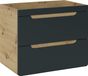 Aruba Meuble Sous Vasque Suspendu Aruba 2 Tiroirs – Pour Vasque Encastrable 70 cm-naturel/noir-largeur 70 cm