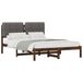 vidaXL Bedframe met gestoffeerd hoofdbord Donkerbruin en lichtgrijs