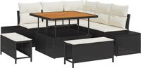 vidaXL Tuinbank - Set - 8 - st - Zwart - Poly - rattan