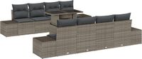 vidaXL Tuinbank Set 9-delig Grijs Polyrattan