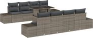 vidaXL Tuinbank Set 9-delig Grijs Polyrattan
