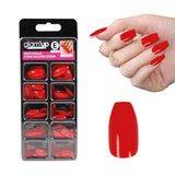 Glam'Up Paris kunstnagels, volledige afdekking, eenvoudig te gebruiken, 100 stuks, ballerina-vorm, nr. 178, rood