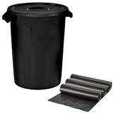 WELLHOME Gerecycleerde containers + 3 x vuilniszakken met 10 stuks, bruin, Ø 51,5 x 67 cm