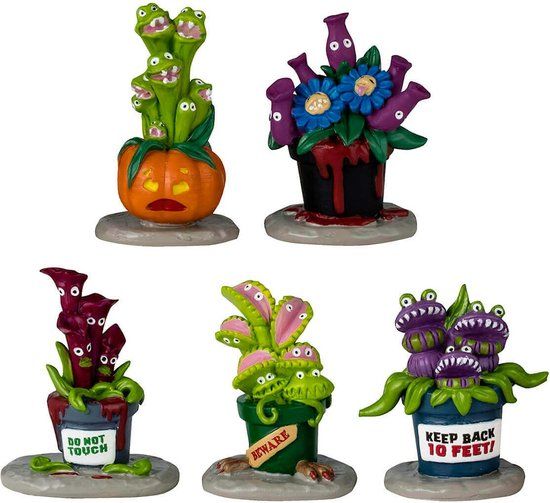 Lemax Spooky Town Hungry Houseplant Horror - Set van 5