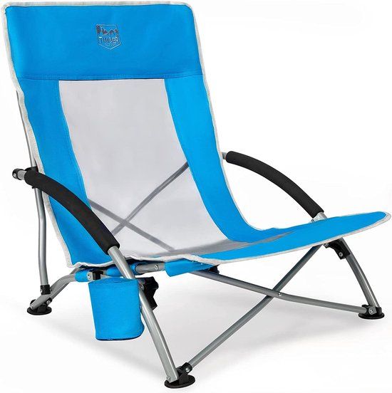 TIMBER RIDGE Strandstoel - Opvouwbaar & Lichtgewicht - 150KG draagvermogen - Ademende mesh rugleuning - Voor strand & camping - Blauw