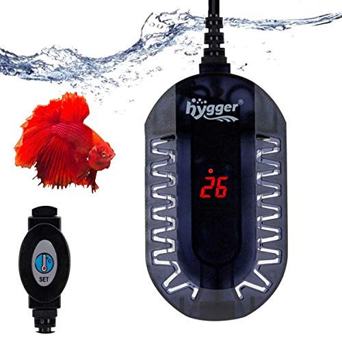 Hygger onderdompelbare digitale aquarium kachel 100 W, Betta vissen tank schildpad tank kachel met intelligente LED-temperatuur, thermometer en externe instelbare temperatuur controller voor 25-90 liter aquariums, Zwart