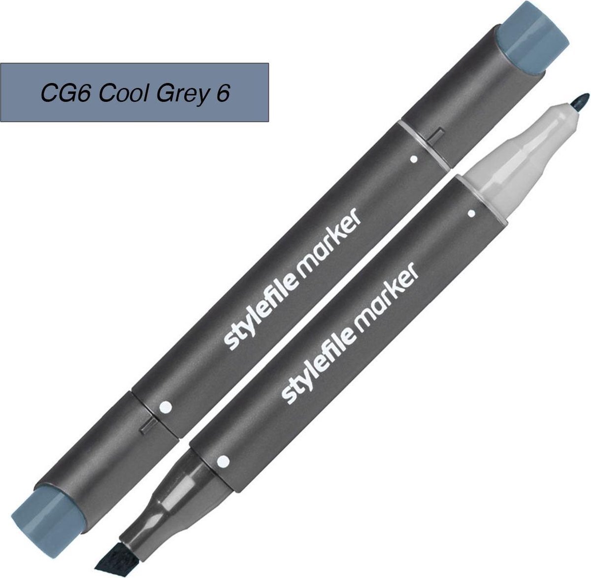 Stylefile Markers Stylefile Twin Marker - Cool Grey 6 - Deze hoge kwaliteit stift is ideaal voor designers, architecten, graffiti artiesten, cartoonisten, & ontwerp studenten