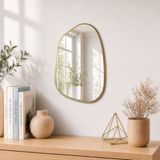 Miroir mural asymétrique irrégulier - 40 x 30 cm - Miroirs dorés pour salle de bain - Chambre à coucher - Salon - Entrée
