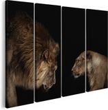 Artaza Canvas Schilderij Vierluik Leeuw En Leeuwin - 120x90 - Canvas Print