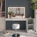 Vicco Dressing table set with stool Sherry, White, 160.2 cm with LED mirror, stool and open shelf