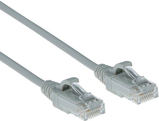 ACT Grijze 0,15 meter LSZH U/UTP CAT6 datacenter slimline patchkabel snagless met RJ45 connectoren DC9030