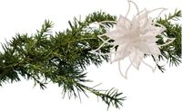 Cosy&Trendy Cosy and Trendy Kerstboomversiering bloem op clip - wit - 14 cm - glitters - kunststof