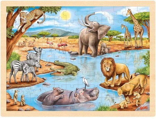 goki Afrikaanse Savanne Houten Legpuzzel - 96 Stukjes - 3+