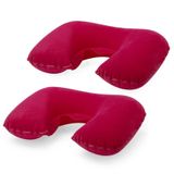 Merkloos / Sans marque Nekkussen - 2x - Opblaasbaar - Rood - 43 x 26,5 cm - Auto, Trein of Vliegtuig - Reiskussen