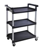 MaxWorks 80774 Utiliteitstrolley van kunststof met 3 planken en wielen, maximale laadcapaciteit van 102 kg, zwart