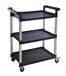MaxWorks 80774 Utiliteitstrolley van kunststof met 3 planken en wielen, maximale laadcapaciteit van 102 kg, zwart