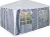 Merkloos Relaxdays Partytent zijwanden set van 3 zijkanten tuintenten 3x4m ramen klittenband polyester blauw-wit