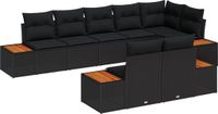 vidaXL Tuinbank - Set - 8 - st - Zwart - Poly - rattan