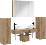 vidaXL Badkamermeubel Set 6 stuks Artisanaal eiken Bewerkt hout en glas