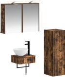 vidaXL Badkamerkast - set - 4 - st - Gerookt - eiken - Bewerkt - hout