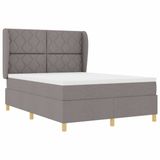 vidaXL Boxspring bed met hoofdeinde Taupe 200 x 140 cm Stof