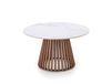 Maisons du Monde Table basse ronde aspect marbre avec pied plaqué noyer 80cm