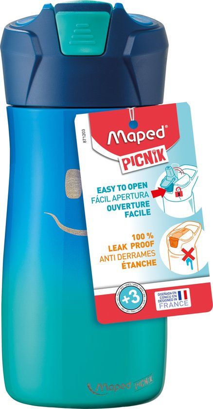 Maped Picnik Kids Karakter drinkfles RVS - 430 ml - blauw/groen