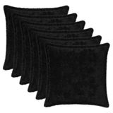 vidaXL - Kussensloop - 6 st - HOUTEN - Zwart - 50 x 50 cm - Nep Konijnenbont