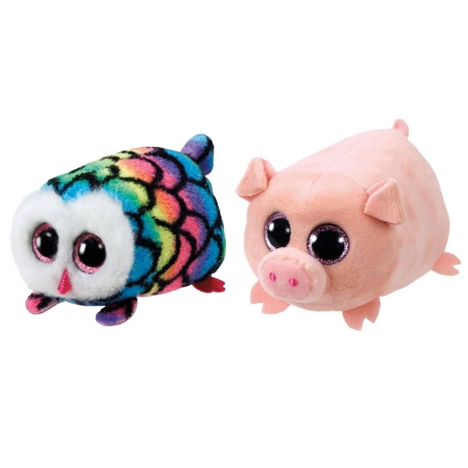 TY - Knuffel - Teeny s - Hootie Owl & Curly Pig - Meerkleurig