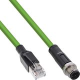 InLine M12 4-pins D-gecodeerd (m) - RJ45 (m) industriële netwerkkabel | CAT5e | PUR | 1 meter