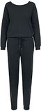 Urban Classics Jumpsuit voor dames, badstof, lange mouwen, Zwart