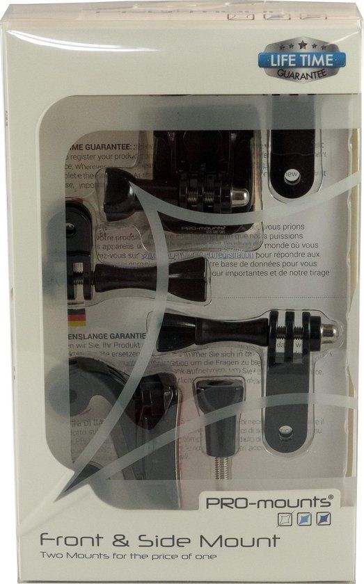 PRO-mounts Helmet Front & Side Mount - Black - For GoPro & Nikkei Action Cams