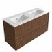 Saniclass Badkamermeubelset - 120x45x62cm - Vygo keramische wastafel wit - 2 wasbakken - zonder kraangaten - 2 lades - mat walnut pure (hout) SW1420809/SW773928