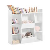 SoBuy KMB55-W Kinderboekenkast – Kinderboekenplank – Speelgoedplank met 8 vakken – Wit, 106x30x104 cm – Kindermeubel Opbergkast