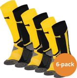 Xtreme sockswear Xtreme Snowboard Sokken - Multi Yellow - Maat 39/42 - 6 paar Snowboardsokken - Verstevigde Hiel, Kuit en Scheenbeen - Extra Ventilerend - Naadloze teen