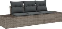 vidaXL Tuinbank Set 3-zits Grijs Polyrattan