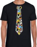 Bellatio Decorations T-shirt voor heren - Engelse drop stropdas - zwart - verjaardag S