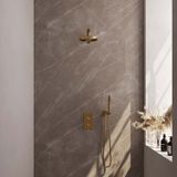 Brauer Goud geborstelde thermostatische inbouw regendouche set met 3-weg omstelling