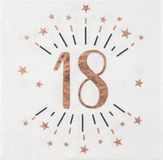 Santex Verjaardag feest servetten leeftijd - 10x - 18 jaar - rose goud - 33 x 33 cm