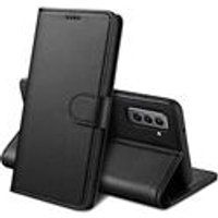 Phonillico® Case voor Samsung S22 PLUS 5G - Zwart Portemonnee Flap Magnetische flap Kaartopslag