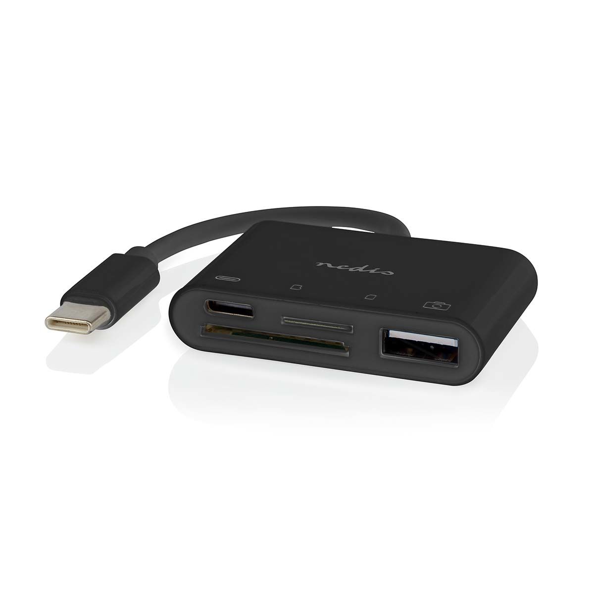 Nedis USB-C Hub - 4-poorts - USB 2.0 - SD & MicroSD - Zwart